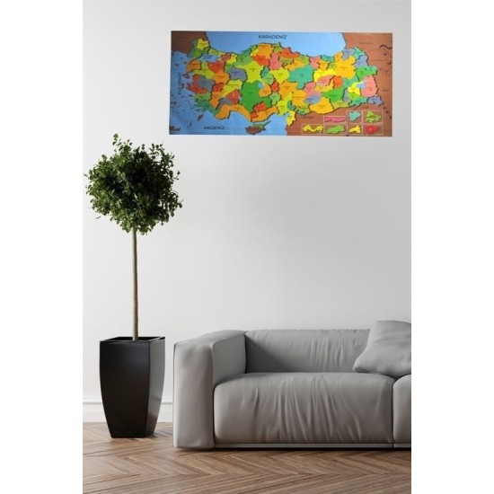 Renkli Türkiye Haritası Manyetik Yapıştırıcı Gerektirmeyen Duvar Stickerı 118 CM * 56 CM Renkli Türkiye Haritası Manyetik Yapıştırıcı Gerektirmeyen Duvar Stickerı 118 CM * 56 CM