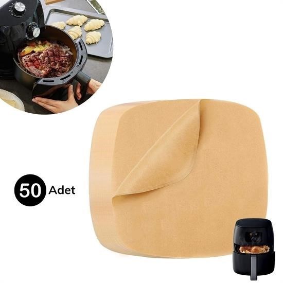 50 Adet Air Fryer Pişirme Kağıdı Tek Kullanımlık Yağ Su Geçirmez Yapışmaz Deliksiz Düz Kare Model 50 Adet Air Fryer Pişirme Kağıdı Tek Kullanımlık Yağ Su Geçirmez Yapışmaz Deliksiz Düz Kare Model
