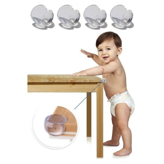 Bebek Çocuk Yumuşak ve Esnek Dairesel Şeffaf Yapışkanlı Güvenlik Köşe Koruyucu (4 Adet) Bebek Çocuk Yumuşak ve Esnek Dairesel Şeffaf Yapışkanlı Güvenlik Köşe Koruyucu (4 Adet)