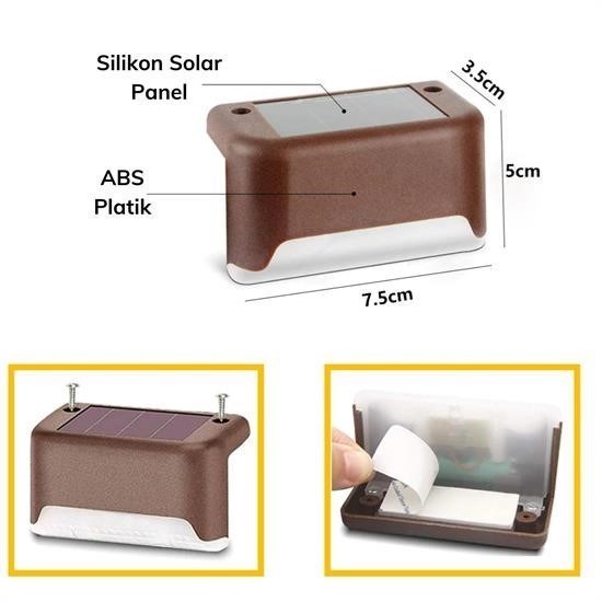 Solar Güneş Enerjili Şarj Edilen Köşebent Merdiven Veranda Bahçe Yolu Led Lamba Işık 4 Adet Solar Güneş Enerjili Şarj Edilen Köşebent Merdiven Veranda Bahçe Yolu Led Lamba Işık 4 Adet