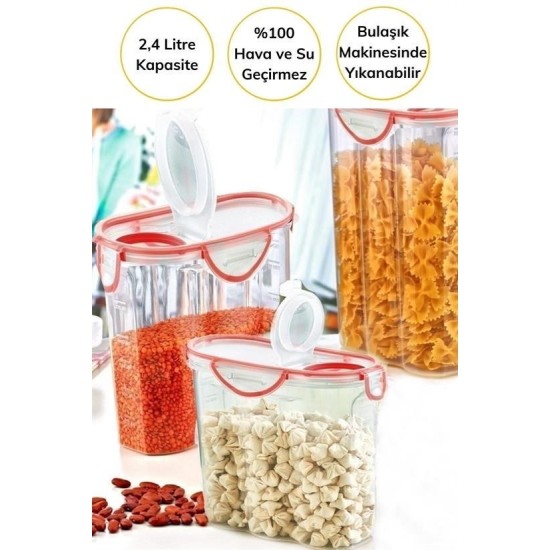 Kilitli Kapaklı Contalı Hava,Su Sıvı Geçirmez 2,4 Litre Erzak Saklama Kabı-SA590 Kilitli Kapaklı Contalı Hava,Su Sıvı Geçirmez 2,4 Litre Erzak Saklama Kabı-SA590