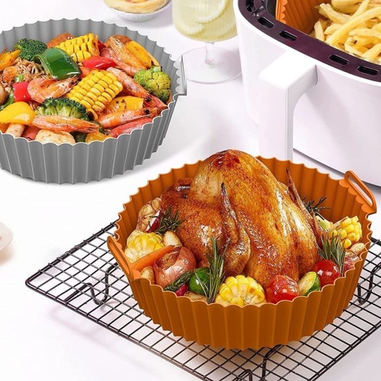 Renkli Isıya Dayanıklı Yıkanılabilir Silikon Fırın Ve Airfryer Yuvarlak Model Pişirme Matı 20 Cm