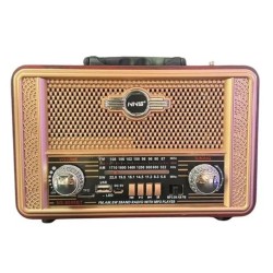 Retro, Nostaljik, Ahşap Tasarım Bluetooth Hoparlörlü, Şarjlı, Taşınabilir Otantik Tasarımlı FM/AM Destekli Radyo NS8098