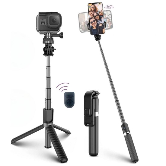 Fotoğraf Makinası ve Telefon Takılabilen 2si 1 Arada 2.2m Uzayan Selfie Çubuğu Kumandalı Tripod Fotoğraf Makinası ve Telefon Takılabilen 2si 1 Arada 2.2m Uzayan Selfie Çubuğu Kumandalı Tripod