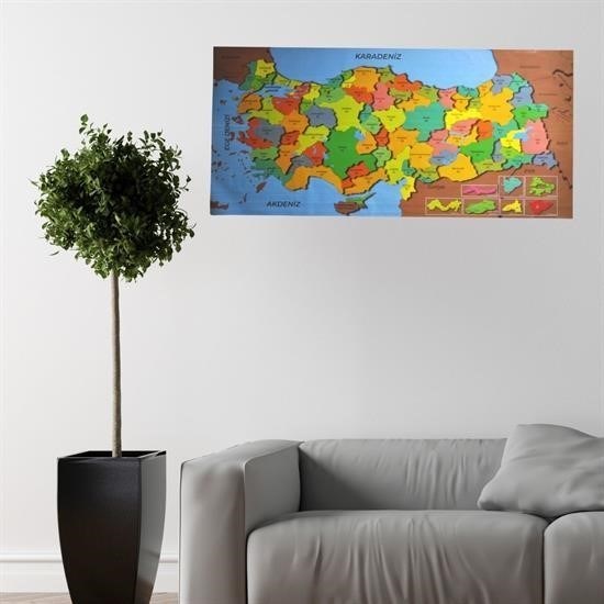 Renkli Türkiye Haritası Manyetik Yapıştırıcı Gerektirmeyen Duvar Stickerı 118 CM * 56 CM Renkli Türkiye Haritası Manyetik Yapıştırıcı Gerektirmeyen Duvar Stickerı 118 CM * 56 CM