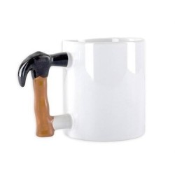 İlginç Hediyelik Çekiç Kulplu Tasarımlı Seramik Kupa Bardağı