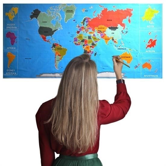 Renkli Atlas Dünya Haritası Manyetik Yapıştırıcı Gerektirmeyen Duvar Stickerı 118 CM * 56 CM Renkli Atlas Dünya Haritası Manyetik Yapıştırıcı Gerektirmeyen Duvar Stickerı 118 CM * 56 CM