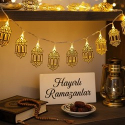 10 Adet Sarkıtlı Ramazan Fenerli LED Işık – Pilli 2 Metre Ramazan Süsü, İslami Dekorasyon, Ev ve Mekanlar İçin Dekoratif Ortam Aydınlatması