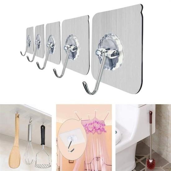 Süper Güçlü Yapışkanlı Suya Dayanıklı Şeffaf Askı 5li Set Yeniden Kullanılabilir Kancalar Süper Güçlü Yapışkanlı Suya Dayanıklı Şeffaf Askı 5li Set Yeniden Kullanılabilir Kancalar