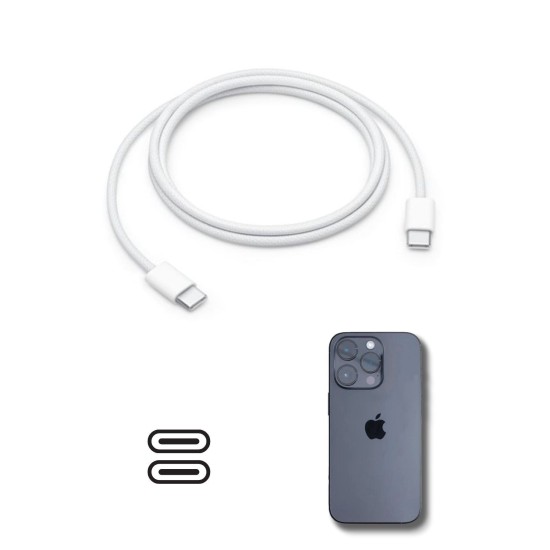 Apple 15/15 Pro Type-C to Type-C Hasır Örgü Hızlı Şarj Kablosu (1m) Apple 15/15 Pro Type-C to Type-C Hasır Örgü Hızlı Şarj Kablosu (1m)