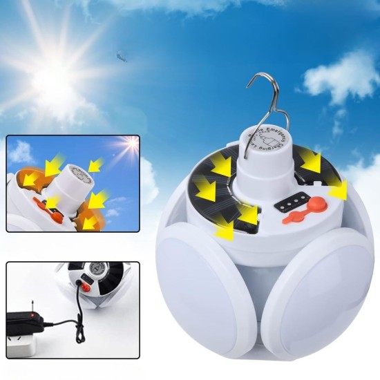 Solar Panelli Şarjlı 5'li Katlanabilir Acil Durum Kamp Lambası