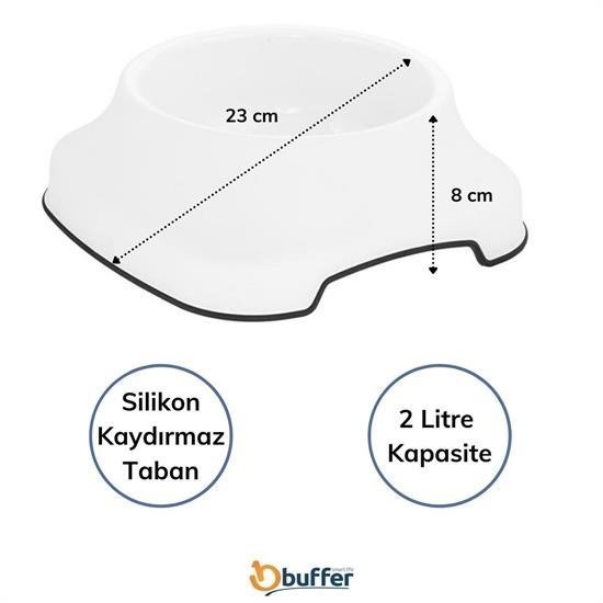 Silikon Kaydırmaz Taban Plastik Kedi ve Köpek Mama ve Su Kabı 2 L Silikon Kaydırmaz Taban Plastik Kedi ve Köpek Mama ve Su Kabı 2 L