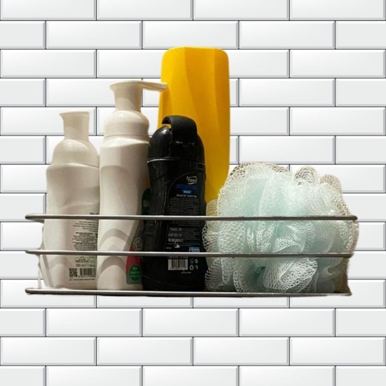 Kendiliğinden Yapışkanlı Krom Paslanmaz Metal Şampuanlık Banyo Düzenleyici Raf Kendiliğinden Yapışkanlı Krom Paslanmaz Metal Şampuanlık Banyo Düzenleyici Raf