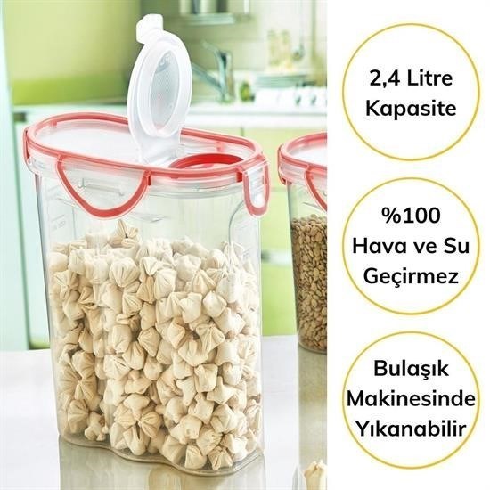 Kilitli Kapaklı Contalı Hava,Su Sıvı Geçirmez 2,4 Litre Erzak Saklama Kabı-SA590 Kilitli Kapaklı Contalı Hava,Su Sıvı Geçirmez 2,4 Litre Erzak Saklama Kabı-SA590