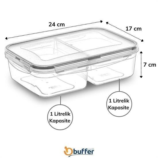 2 Bölmeli 1+1 Litre Kilitli Kapaklı Erzak Saklama Kabı LC-525 2 Bölmeli 1+1 Litre Kilitli Kapaklı Erzak Saklama Kabı LC-525