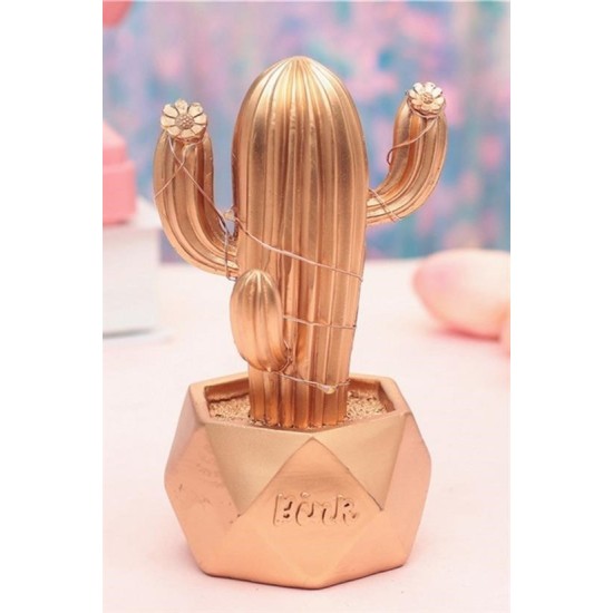 Led Işıklı Sevimli Kaktüs Dekoratif Masa Lambası Mini Biblo Gece Lambası-GOLD Led Işıklı Sevimli Kaktüs Dekoratif Masa Lambası Mini Biblo Gece Lambası-GOLD