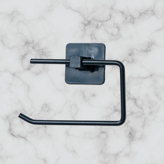Kendiliğinden Yapışkanlı Siyah Paslanmaz Metal Kapaksız Tuvalet Kağıtlığı Aparatı Kendiliğinden Yapışkanlı Siyah Paslanmaz Metal Kapaksız Tuvalet Kağıtlığı Aparatı