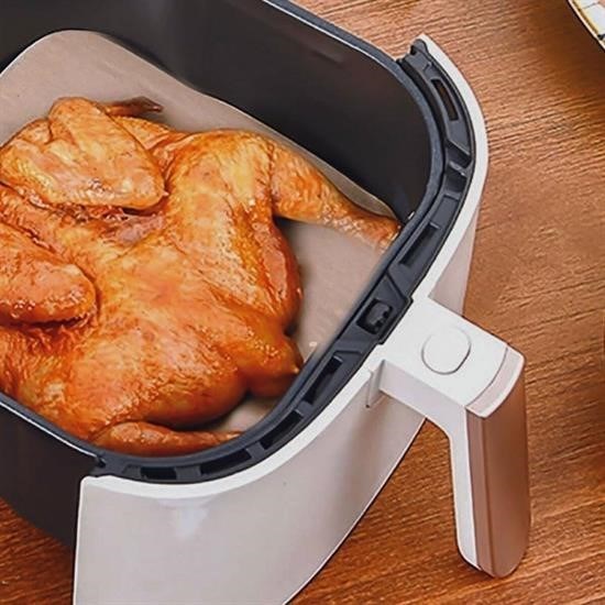 100 Adet Air Fryer Pişirme Kağıdı Tek Kullanımlık Yağ Su Geçirmez Yapışmaz Deliksiz Düz Kare Model 100 Adet Air Fryer Pişirme Kağıdı Tek Kullanımlık Yağ Su Geçirmez Yapışmaz Deliksiz Düz Kare Model