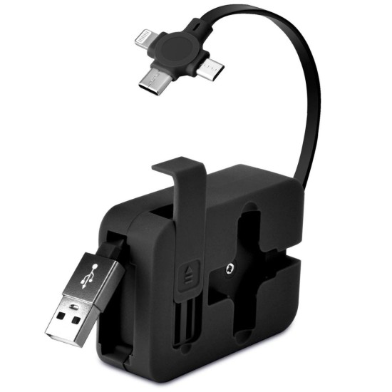Cep Tipi Telefon Tutuculu Makaralı Uzayıp Kısalabilen 3'ü 1 Arada USB Şarj Kablosu Cep Tipi Telefon Tutuculu Makaralı Uzayıp Kısalabilen 3'ü 1 Arada USB Şarj Kablosu