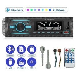 7 Farklı Renkli Oto Teyp - Bluetooth & USB & AUX & FM Destekli Araç İçi Radyo