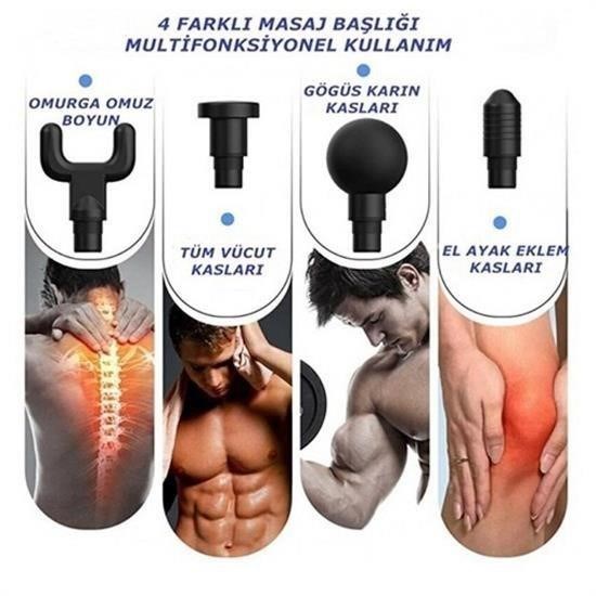4 Başlıklı 6 Seviye Hız Ayarlı Vurmalı Kas Yoğurmalı Titreşimli Masaj Tabancası Aleti 4 Başlıklı 6 Seviye Hız Ayarlı Vurmalı Kas Yoğurmalı Titreşimli Masaj Tabancası Aleti