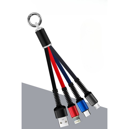 Işıklı Anahtarlık Model 3 in 1 USB Çıkışlı MİKRO,TYPE-C ve İphone Uyumlu Şarj Kablosu Işıklı Anahtarlık Model 3 in 1 USB Çıkışlı MİKRO,TYPE-C ve İphone Uyumlu Şarj Kablosu