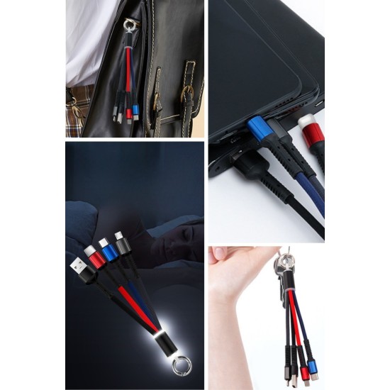 Işıklı Anahtarlık Model 3 in 1 USB Çıkışlı MİKRO,TYPE-C ve İphone Uyumlu Şarj Kablosu Işıklı Anahtarlık Model 3 in 1 USB Çıkışlı MİKRO,TYPE-C ve İphone Uyumlu Şarj Kablosu