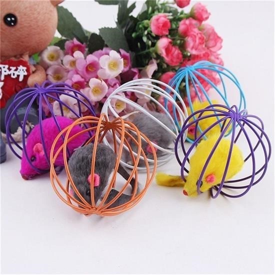Renkli Metal Kafesli Peluş Fareli Kedi Köpek Oyuncağı Oyun Topu 6 cm Renkli Metal Kafesli Peluş Fareli Kedi Köpek Oyuncağı Oyun Topu 6 cm