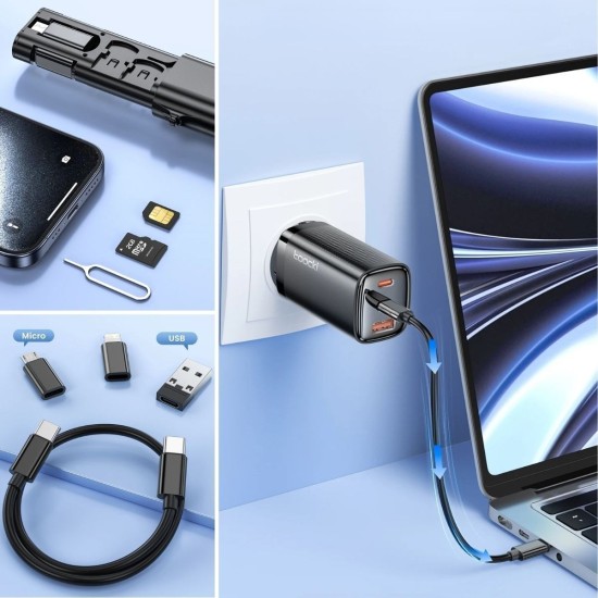Cep Tipi 60W Bas Aç Type-C,İphone Şarj,Micro USB Hızlı Şarj Data Kablo Seti Cep Tipi 60W Bas Aç Type-C,İphone Şarj,Micro USB Hızlı Şarj Data Kablo Seti