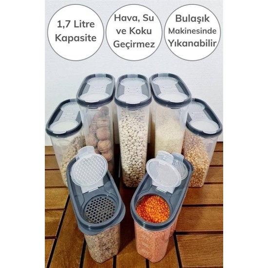 2 Kapaklı Ölçekli Erzak Kuru Gıda Saklama Kutusu Kabı - 1,7 Litre - SA935 2 Kapaklı Ölçekli Erzak Kuru Gıda Saklama Kutusu Kabı - 1,7 Litre - SA935