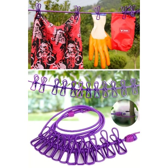 Taşınabilir Seyahat Çamaşır İpi 12 Mandallı Klipsli Lastikli Çamaşır Mandalları Taşınabilir Seyahat Çamaşır İpi 12 Mandallı Klipsli Lastikli Çamaşır Mandalları