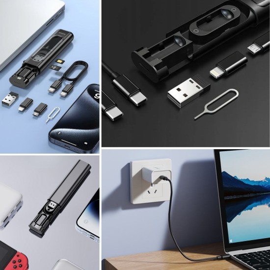 Cep Tipi 60W Bas Aç Type-C,İphone Şarj,Micro USB Hızlı Şarj Data Kablo Seti Cep Tipi 60W Bas Aç Type-C,İphone Şarj,Micro USB Hızlı Şarj Data Kablo Seti