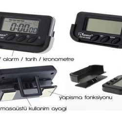 Ev ve Araç Tipi Dijital Saat Kronometreli Alarmlı Pilli Saat