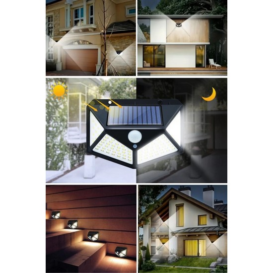 100 Ledli 3 Farklı Aydınlatma Ayarlı Solar Güneş Enerjili Hareket Sensörlü Bahçe Duvar Lambası 100 Ledli 3 Farklı Aydınlatma Ayarlı Solar Güneş Enerjili Hareket Sensörlü Bahçe Duvar Lambası