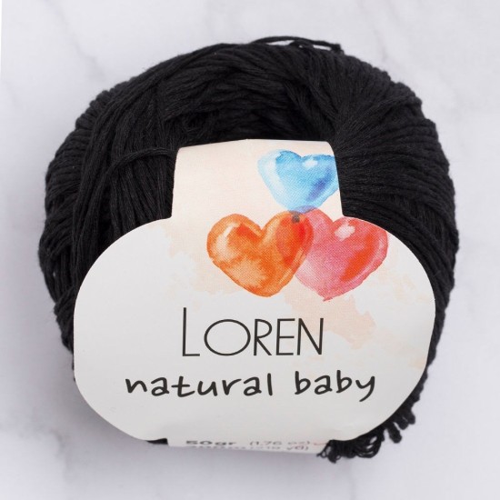 Loren Natural Baby Siyah El Örgü İpi - R004 - 33697 Loren Natural Baby Siyah El Örgü İpi - R004 - 33697