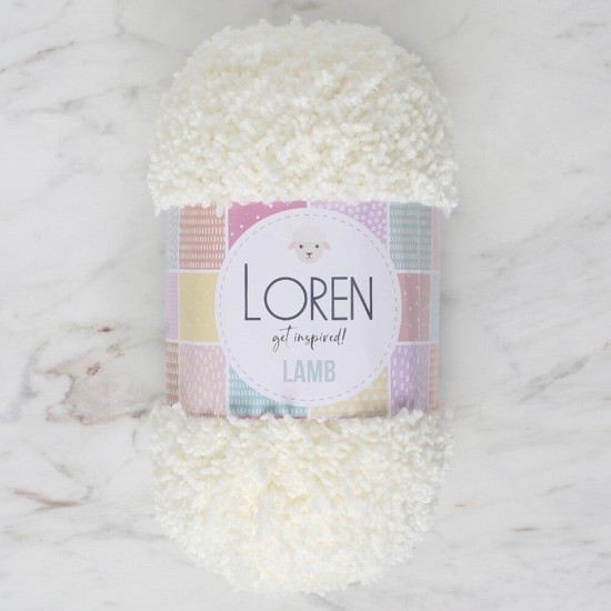 Loren Lamb Açık Krem El Örgü İpi - R019 - 34419 Loren Lamb Açık Krem El Örgü İpi - R019 - 34419
