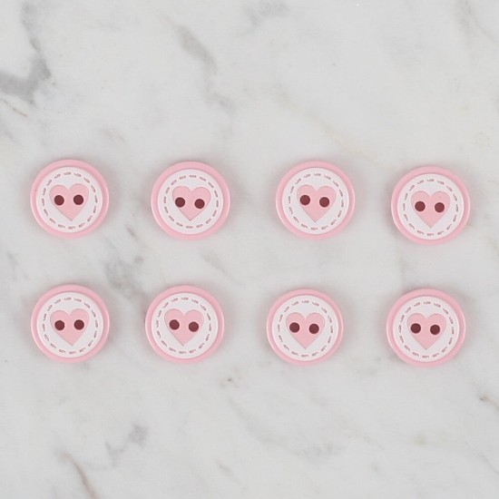 Loren Crafts pembe 8 li kalp düğme - 472 Loren Crafts pembe 8 li kalp düğme - 472