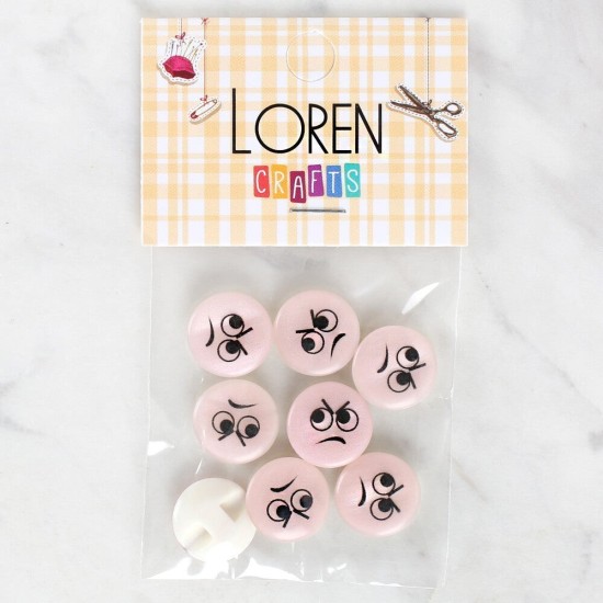 Loren Crafts 8'li Kızgın Yüz Düğme - 1021 Loren Crafts 8'li Kızgın Yüz Düğme - 1021