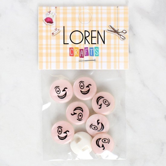 Loren Crafts 8'li Gülen Yüz Düğme - 1024 Loren Crafts 8'li Gülen Yüz Düğme - 1024