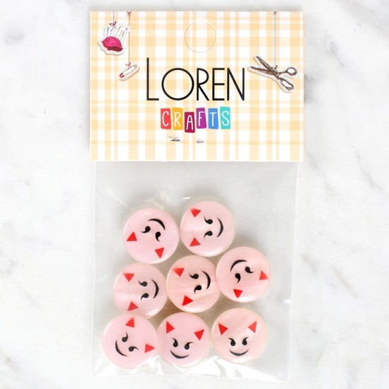 Loren Crafts 8'li Gülen Yüz Düğme - 1023 Loren Crafts 8'li Gülen Yüz Düğme - 1023
