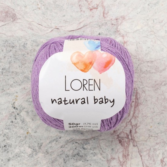 Loren Natural Baby Mor El Örgü İpi - R020 - 33932 Loren Natural Baby Mor El Örgü İpi - R020 - 33932