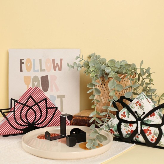 Loren Home Lotus Siyah Metal Peçetelik Loren Home Lotus Siyah Metal Peçetelik