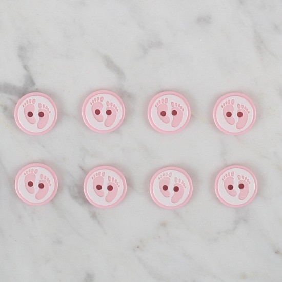Loren Crafts pembe 8 li ayak izi düğme - 435 Loren Crafts pembe 8 li ayak izi düğme - 435