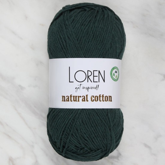 Loren Natural Cotton Yeşil El Örgü İpi - R073 Loren Natural Cotton Yeşil El Örgü İpi - R073