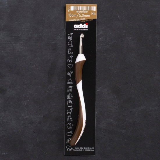 Addi Swing 5mm 16cm Kahverengi Ergonomik Yün Tığ - Addi Swing 5mm 16cm Kahverengi Ergonomik Yün Tığ -