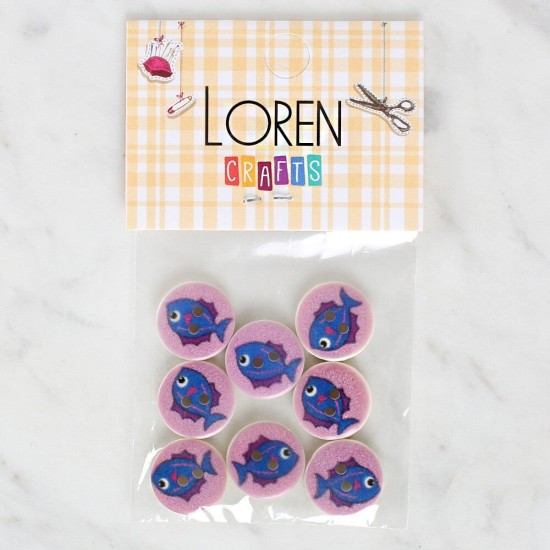 Loren Crafts 8'li Balık Düğme - 1163 Loren Crafts 8'li Balık Düğme - 1163