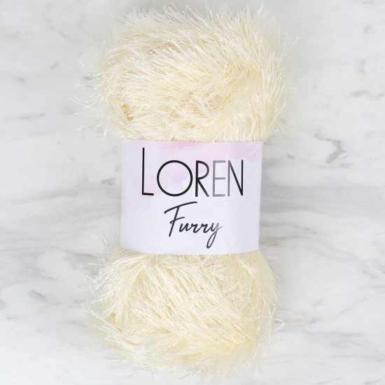 Loren Furry Krem El Örgü İpi - RF065 - 34062 Loren Furry Krem El Örgü İpi - RF065 - 34062