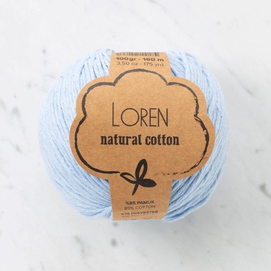 Loren Natural Cotton Bebe Mavi El Örgü İpi - R090 - 33921 Loren Natural Cotton Bebe Mavi El Örgü İpi - R090 - 33921