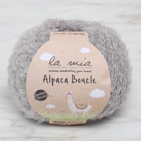La Mia Alpaca Boucle 50 Gr Gri El Örgü İpi - L302 - 34385 La Mia Alpaca Boucle 50 Gr Gri El Örgü İpi - L302 - 34385