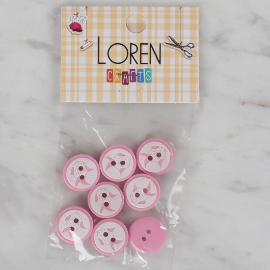 Loren Crafts pembe 8 li balık düğme - 571 Loren Crafts pembe 8 li balık düğme - 571